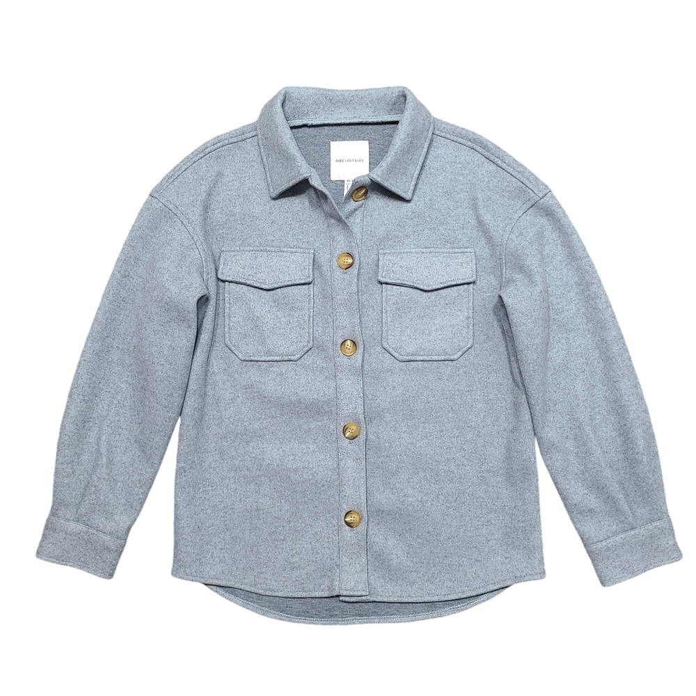 Avec Les Filles Boyfriend Shacket Button Front Oversized Jacket Fleece - Picture 2 of 5